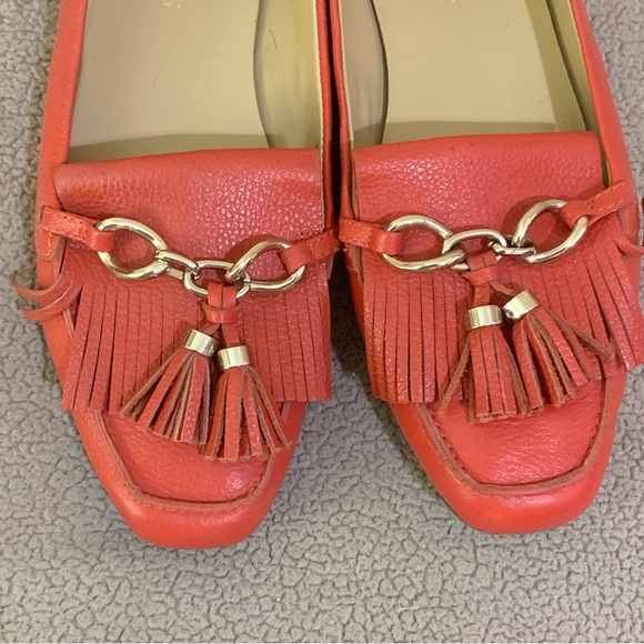 Talbots nautical red pebbled leather tassel loafers driving flats moccasins 8 - Picture 4 of 9